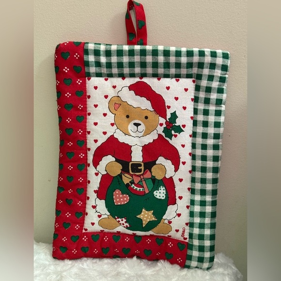 Vintage Festive Bear Christmas Pot Holder and Wall Hanging - Picture 1 of 1